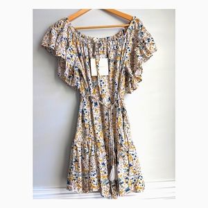 Cynthia Rowley Smock Dress Multicolor Floral Ruffle Mini Dress Sz M